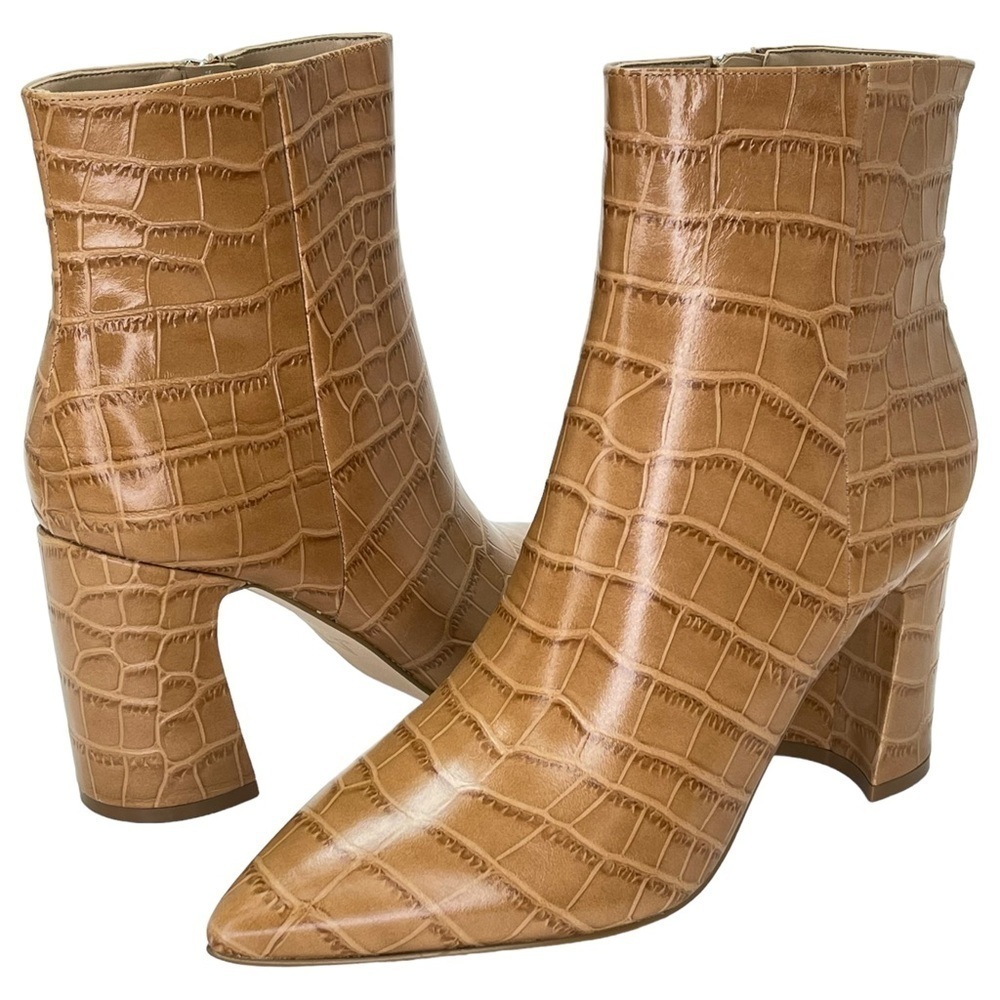 Marc Fisher LTD Womens Ankle Boots 10M Daith Tan Leather Crocodile Print - Picture 9 of 12